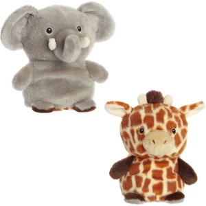 New | Aurora® - Eco Nation - Reversible Eco Pairs - 6.5" Elephant And Giraffe