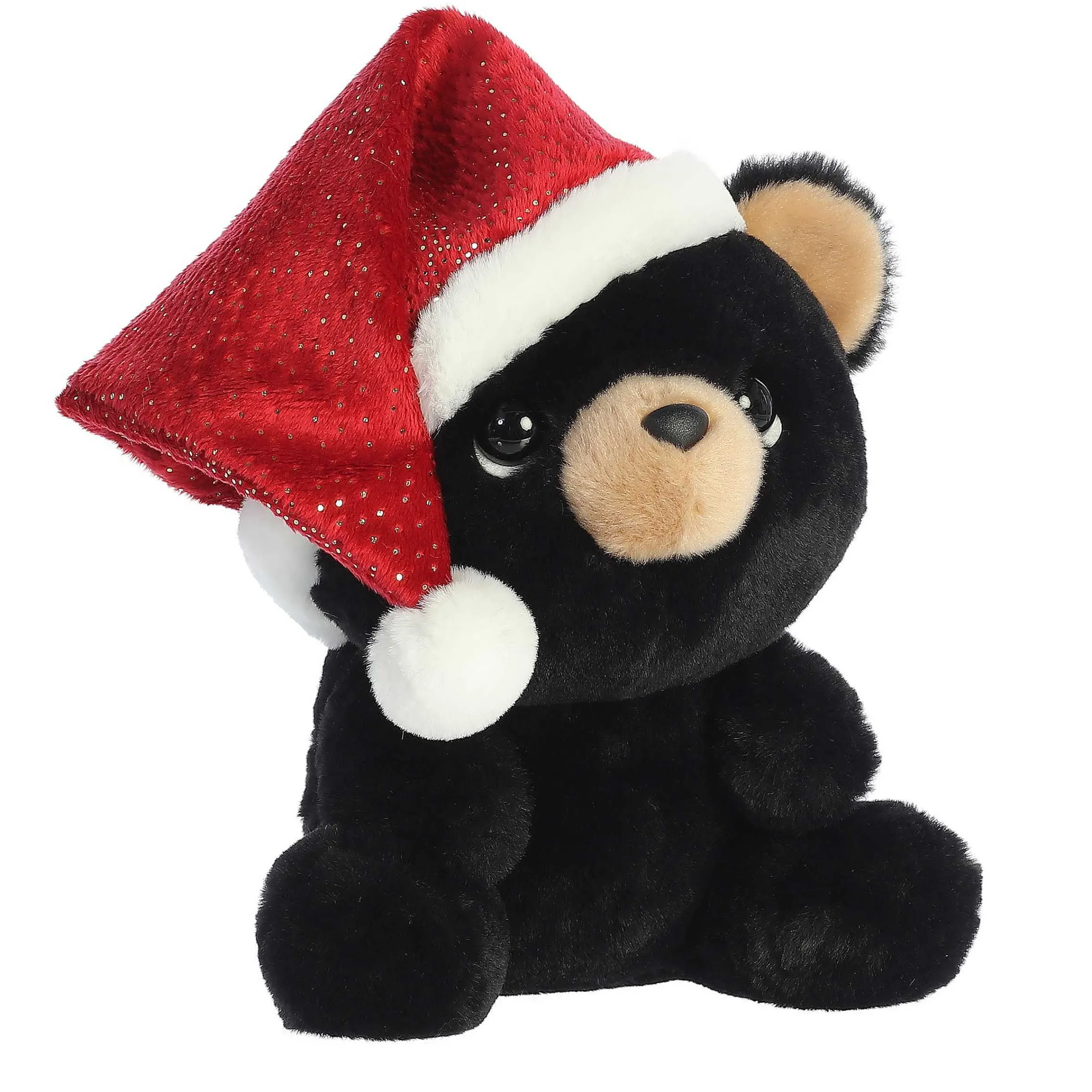 Holiday | Aurora® - Holiday - Oversized Santa Hats - 11" Button Black Bear